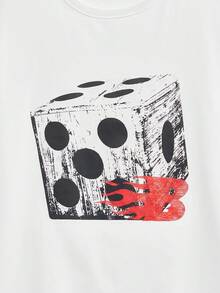 Modcrash Men's Cube Pattern Loose-Fitting T-Shirt With Drop Shoulders, Casual Street Style, Suitable For Gym Workouts, Retro Style, Soft Touch, Perfect For Summer. - 白色 - 查看 3