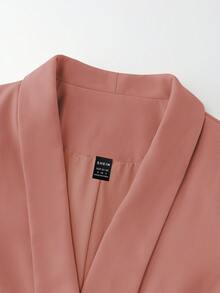 Lumivelle Blazer de manga larga minimalista de unicolor para mujer, para uso diario - Rosa - Ver 9