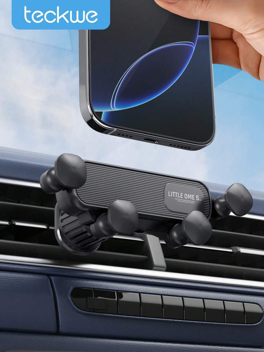 Teckwe Gravity Car Phone Holder Vent Phone Mount, Never Blocking Air Vent Clip Cellphone Holder Compatible With IPhone&Android Back To School Essentials, Black - Black - View 1