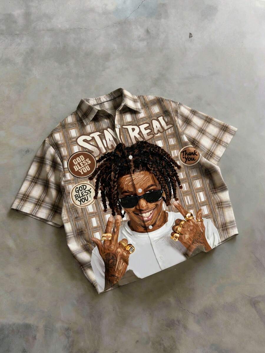 Manfinity EMRG 男士数码印花短袖衬衫 - 彩色 - 查看 1