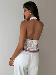 Aloruh Áo kiểu nữ mùa xuân/hè in họa tiết hoa mới, áo hai dây bằng satin, trang phục in họa tiết hoa lãng mạn cổ điển thanh lịch, áo khoác ngoài nữ, trang phục nghỉ dưỡng nữ. - Nhiều màu - Xem 3