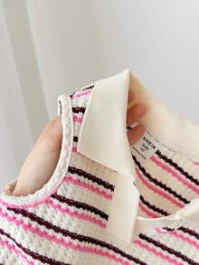 LMoss Kids LMoss  Young Girl Striped Knit Collared Casual Vest - Pink - View 4
