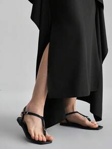 Ontre 2026春夏黑色波浪百褶裙，适合现代都市派对、返校季、都市简约休闲日常穿着、波西米亚风、度假、节日、女士假日、海滩、办公场合穿着 - 黑色 - 查看 6