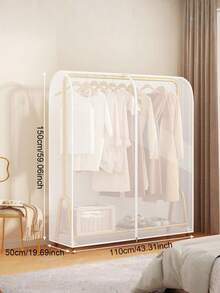 Clothes Storage Dust Cover Clear Garment Rack Cover With Zippers Cover Clothes Rack Cover Big Cover Donkey Cover, Transparent Plastic For Clothes Rack - Translucent - View 4