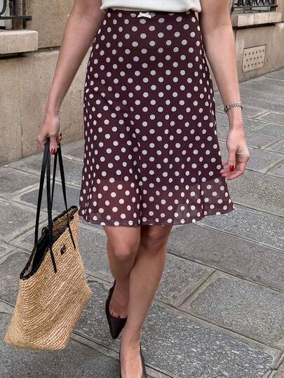 Pariaura 女士波点图案休闲百搭A字裙