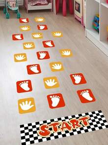 Colorful Removable Hopscotch Snake Hand Footprint Floor Stickers Decals For Room Ground Decor Creative Playroom Game Home Activity Decoration - Multicolor - View 5