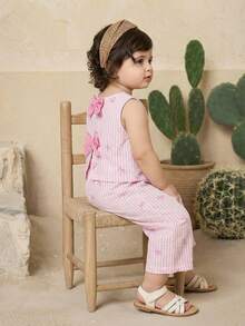 Travachic KIDS Babygirl Cute Ruffle Sleeveless Top And Pants Set, Summer - Multicolor - View 5