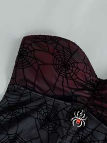 ROMWE Bộ bikini hai mảnh phong cách Gothic dành cho nữ, màu đen và đỏ, họa tiết mạng nhện lưới nhung kết hợp mặt dây chuyền hình nhện, gồm áo quây và quần bơi buộc dây bên hông (dây đeo có thể tháo rời), màu đen/đỏ/đỏ tía, hoàn hảo cho các lễ hội, tiệc tùng, kỳ nghỉ và kỳ nghỉ xuân. Áo tắm tankini phong cách Gothic. Bộ áo tắm tankini dự tiệc lễ hội. Bộ đồ bơi phong cách Gothic Punk. - Nhiều màu - Xem 9