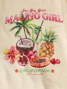 少女夏季休闲水果印花短袖T恤和格子短裤套装 - 彩色 - 查看 8