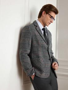 Officeau 男士格子西装，婚礼礼服，休闲西装外套 - 深灰色 - 查看 3