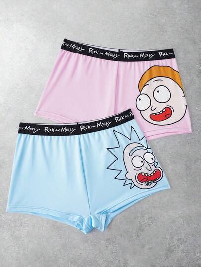 Rick and Morty X SHEIN Women's Cartoon Print Casual Comfortable Boxer Shorts