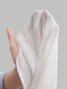 Ontre 2026春夏女装 2025新款百搭实用长袖中长款米色针织T恤，日常穿着，百搭上衣，半透明腰部褶皱针织面料，商务休闲女式长袖圆领半透明现代都市装 - 白色 - 查看 7