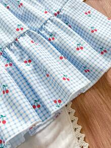 SHEIN Vintaside Kids Đầm hai dây thắt nơ cho bé gái đi nghỉ mát bên bờ biển, thích hợp cho kỳ nghỉ, mùa hè, du lịch. - Màu xanh lam - Xem 7