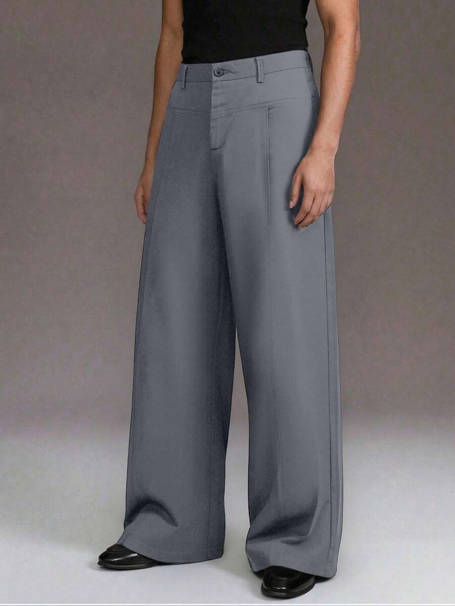 STYNVO Pantalones casuales sueltos de unicolor para hombres - Gris - Ver 1