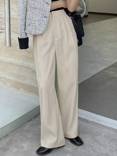 DAZY 休闲商务纯色直筒口袋西装裤，女士正装裤秋冬