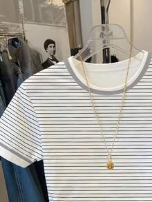 Resyla Women's Casual Striped Lemon Print T-Shirt, Summer - Multicolor - View 4