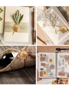 20 unidades, 30 unidades, 50 unidades, 100 unidades de adesivos de cera autoadesivos para envelopes, estilo vintage, para convites de casamento, embalagens de presentes de Natal, artigos para festas, cartões e decoração. - Bronzeador - Ver 4