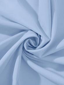 SHEIN Franclia 女士优雅纯色纽扣装饰短袖连衣裙 - 淺藍色 - 查看 6