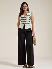 Briarwyn Women's Casual Commuter Sleeveless Striped Knit Top, Summer - White - View 3