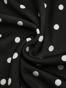 Sweetra 优雅复古波点设计法式鱼尾长裙，蕾丝裙边性感经典百搭OL裙 - 黑與白 - 查看 7