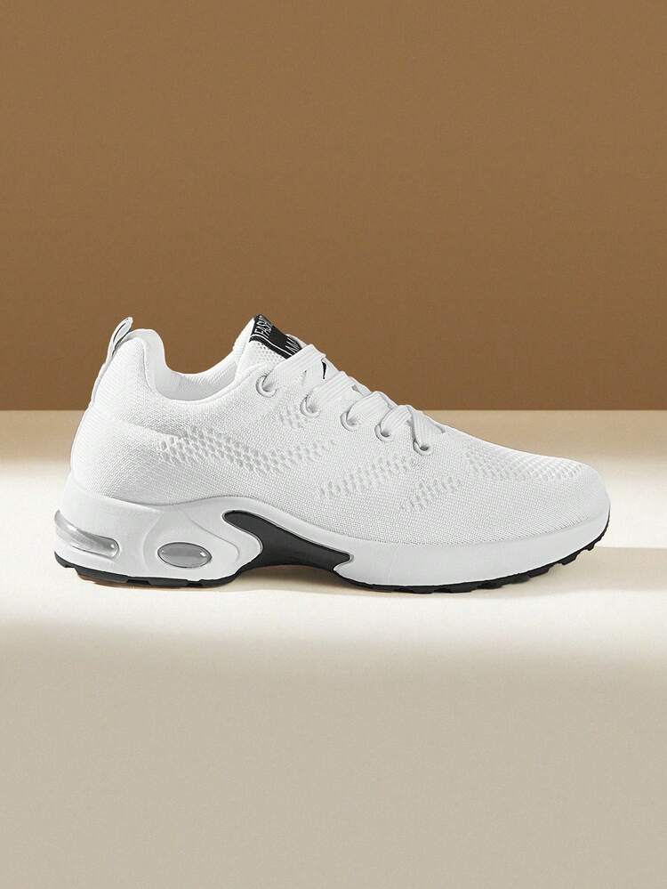 CUCCOO EASI Ladies Lace-Up Solid Color Textile Breathable Small Round Toe Thick Flat Bottom Casual Sneakers Comfortable Daily Outdoor Casual Textile White Casual Sneakers Daily Outdoor