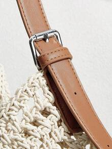 SHECARRY 手工编织渔网单肩包 - 米色 - 查看 5