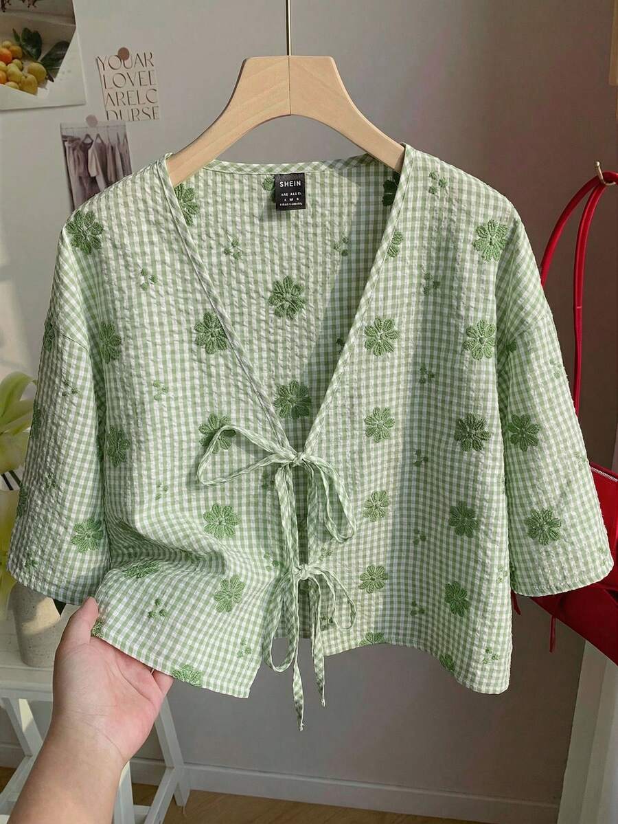 Comfortcana 薄荷绿格子梭织女式衬衫 - 薄荷綠 - 查看 1