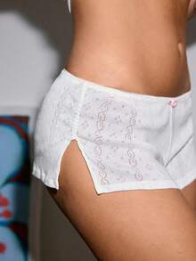Lowkey Lull Quần lót nữ kiểu quần đùi (boyshort) 100% cotton, chất liệu mềm mại, thoải mái, kiểu dáng tối giản, phong cách Y2K. - trắng - Xem 5