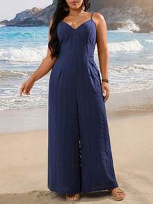 EMERY ROSE Bộ jumpsuit in họa tiết thời trang mùa xuân, dây mảnh, hở lưng, thắt nơ. - Màu xanh hải quân - Xem 5