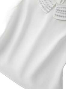 Áo tank top không tay cổ tròn đính hạt cườm, chất liệu vải dệt kim co giãn, cỡ lớn, thanh lịch cho các buổi đi chơi, đi làm, hẹn hò và tụ họp. - trắng - Xem 5
