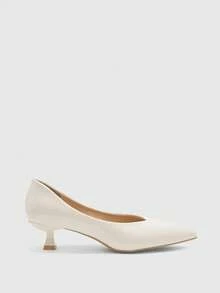 CUCCOO BIZCHIC Women's Pointed Toe Low Heel Classic Simple Basic Commute Work Party Pumps - Beige - View 2
