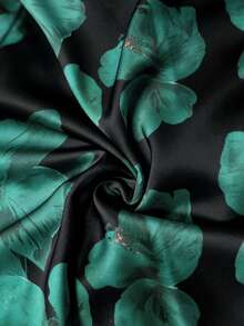 Elenzga 大码女士优雅针织抹胸上衣，饰有装饰纽扣，随机数码印花，黑色 - 綠色 - 查看 5