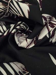 Breezaya 女士加大码印花梭织面料圆领短袖宽松直筒衬衫搭配长裤，舒适百搭，适合度假、优雅、职业或休闲场合。 - 彩色 - 查看 3