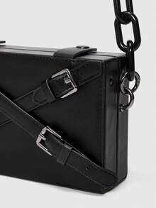 ROMWE Avant Túi Crossbody Nữ Khóa Chuỗi màu trơn Tay cầm Top Punk - màu đen - Xem 4