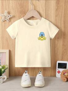 Baby Boys' Summer Casual T-Shirt,Cute Checkerboard Smiling Face Letter Graphic Print Short Sleeve Tee ON MY MOM'S LAST NERVE,Rainbow,City Break - Apricot - View 2