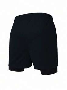 Manfinity Sport Corelite Quần short thể thao nam hai lớp, cạp chun, có dây rút - màu đen - Xem 4