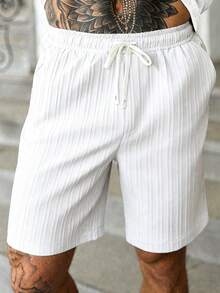 Manfinity Homme Men's Mature Vacation Casual Button-Front Shirt And Shorts Set - White - View 4