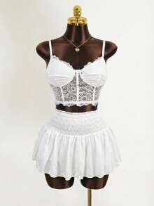 Sirith Women's Solid Color Shirred Waist Drawstring Shorts - White - View 7