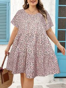 SHEIN CURVE+ Curve 尺码 US22 音乐节、海滨度假、波西米亚风女士春夏连衣裙 女士复古连衣裙 - 粉色 - 查看 6