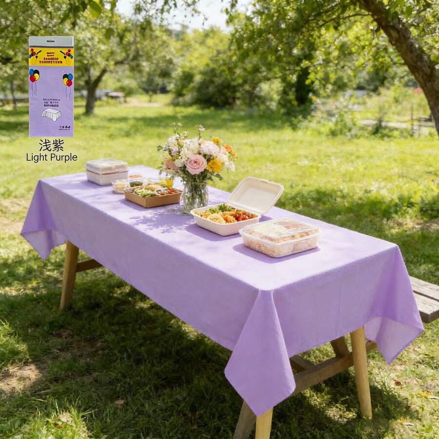 5 piezas 137x183cm Mantel desechable de unicolor para cumpleaños, boda, Navidad, cubierta de mesa rectangular para decoración - Púrpura malva - Ver 1