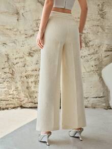 MOTF PREMIUM WOMEN'S TWEED SEAM FRONT SUIT PANTS - Beige - View 3