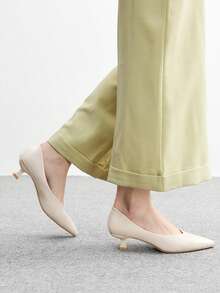 CUCCOO BIZCHIC Women's Pointed Toe Low Heel Classic Simple Basic Commute Work Party Pumps - Beige - View 5