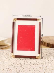 1 pieza Marco de fotos minimalista, soporte de exhibición de fotos de PC simple para decoración del hogar, Día de San Valentín, Boda de San Valentín, Cumpleaños - Nuez roja - Ver 3