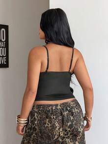 Coolane Áo tank top nữ cỡ lớn màu đen, phong cách đường phố mùa hè, thanh lịch, cổ điển Y2K, tối giản, thoải mái, co giãn, ôm eo, tôn dáng. - màu đen - Xem 7