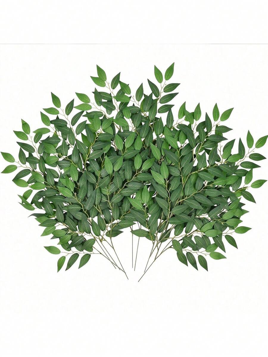 3/6/12/20件装,奢华仿意大利仿真树叶枝条和绿色茎秆,人造户外绿叶花束,适用于婚礼和活动装饰、DIY花瓶花束、新娘婚礼拱门、餐桌和家居中心装饰、户外活动和新年家居装饰、圣诞节装饰 - 綠色 - 查看 1