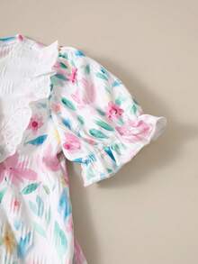 SHEIN Newborn Baby Pink Dress & Bow Headband Set, Cute Princess Style - Pink - View 8