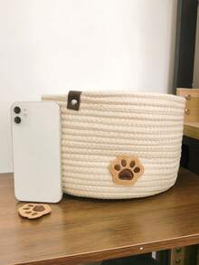 Handmade Apricot Color  Basket, Multifunctional Organizer For Pet Toys & Decorative Accessories, All-Season Dual-Use Set For Home & Pet Supplies - Beige - View 5