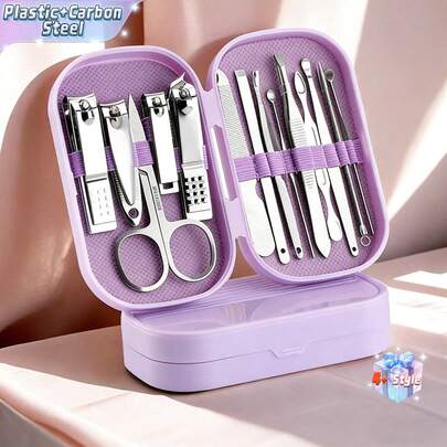 8/14-Piece Stainless Steel Manicure Set, Including Nail Clippers, Scissors, Toe Nail Clippers And Foot Care Tool Set - Universal For Men And Women, Portable Travel Grooming Set, With Travel Storage Box Included