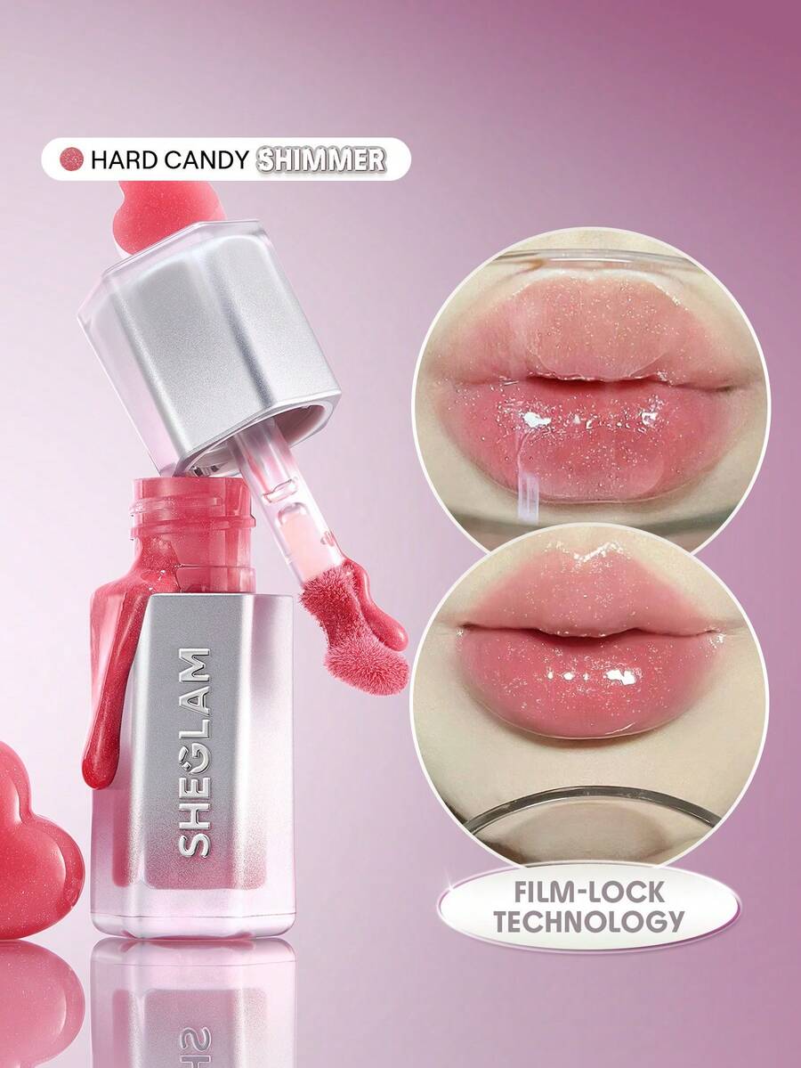 SHEGLAM Glass Lock Air Gloss-Hard Candy Lip Combo Brand Beauty Makeup Face Paint Cosmetic For Women Girls Perfect For Spring Summer Ideal For Y2K Fancy Fashion Suitable For Birthday Mother'S Day Gift Rave Party Ready Best Color - Hard Candy - View 1