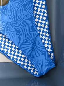 Swim Mod 2026SS New Women's Swimwear Arrival For Holiday, Date, Western, Cruise, Beach, Island, Road Trip, All Seasons, Music Festival, Boho Vacation,Bohemian Vacation, Chill Autumn Boho Y2K Elegant Vintage Casual Spring/Summer Beach Vacation Blue Shell & Starfish Checkered Cute Sweet Bikini Set Zebra Bikini Set 2 Piece Set Zestiva Swimsuit Bathing Suit Accessories Swimwear Accessories - Baby Blue - View 5